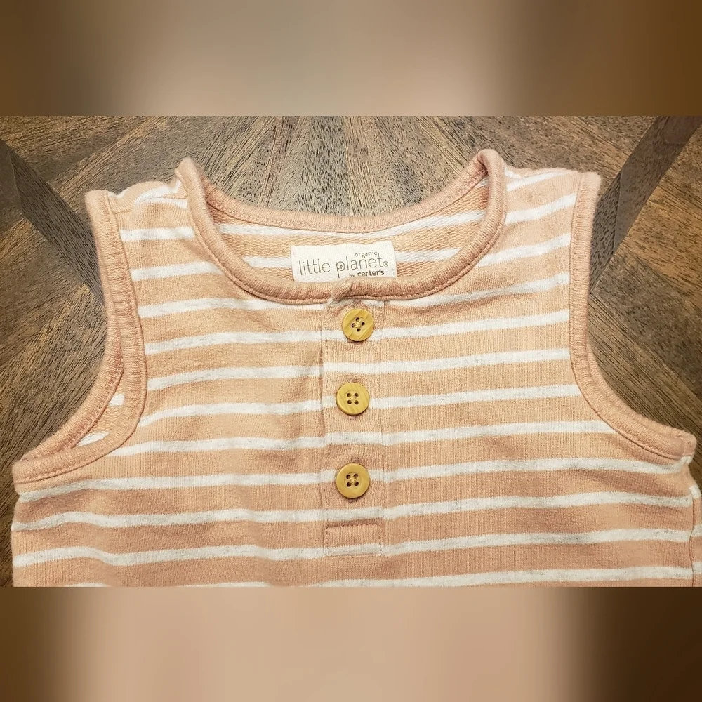 Organic Little Planet By Carter's Striped Sleeveless Baby Girl Romper Size 18m